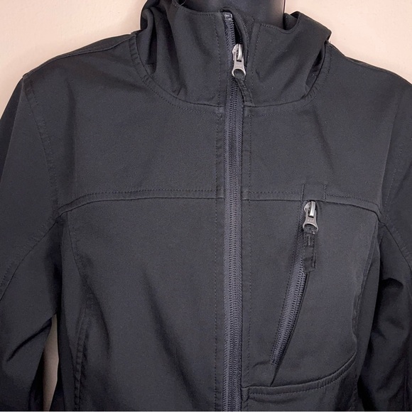 Medium Free Tech Black Jacket Hooded Windbreaker Zip Closure Outdoor Athletic - Picture 9 of 16